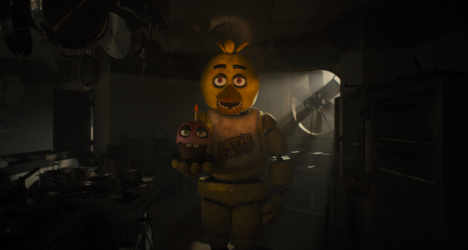 (from left) Cupcake and Chica in Five Nights at Freddy's, directed by Emma Tammi.