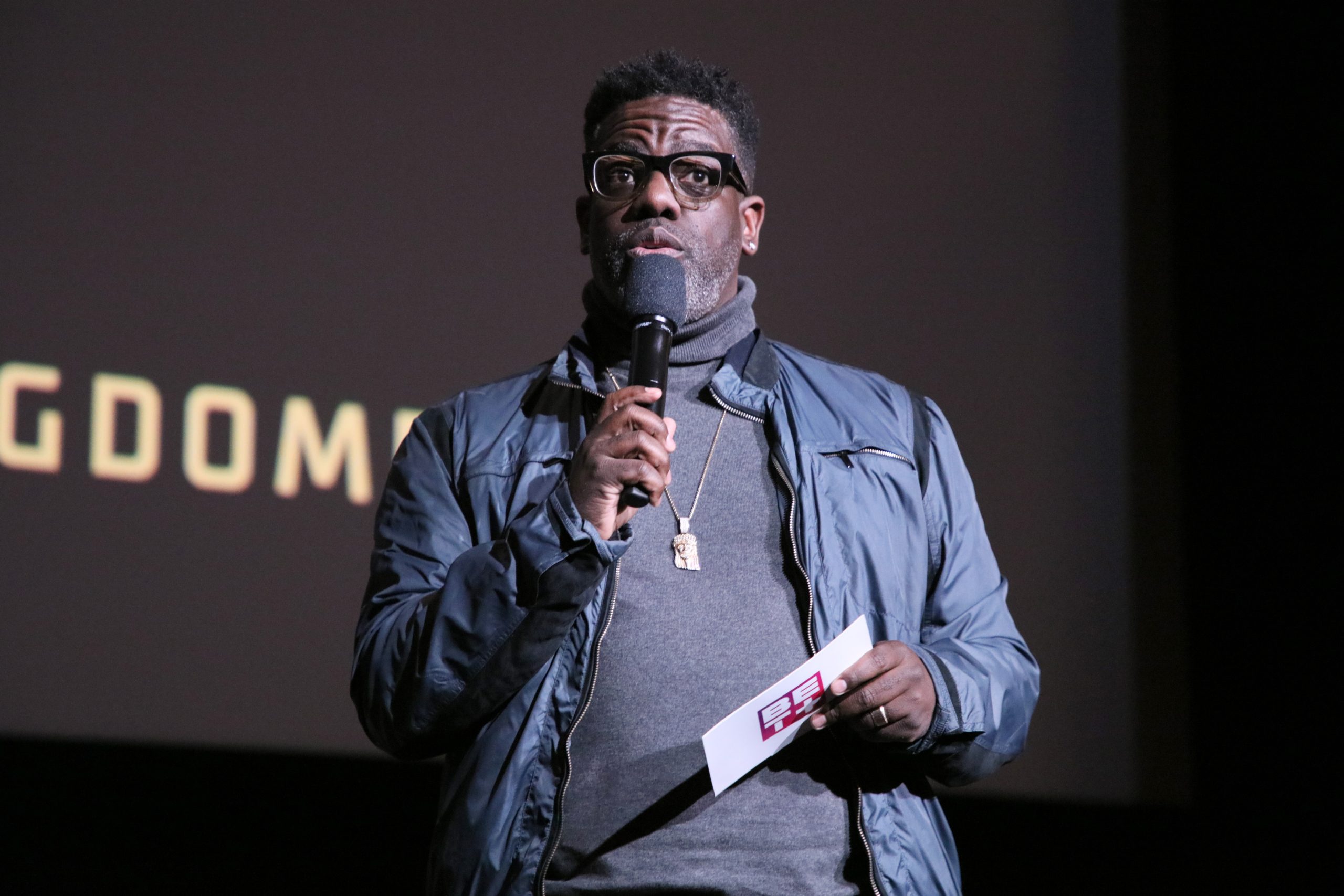 NORTH HOLLYWOOD, CALIFORNIA - NOVEMBER 06: Warryn Campbell speaks during  the BET+ premiere screening for "Kingdom Business" Season 2 at Television Academy's Wolf Theatre at the Saban Media Center on November 06, 2023 in North Hollywood, California. (Photo by Robin L Marshall/Getty Images for BET+ )