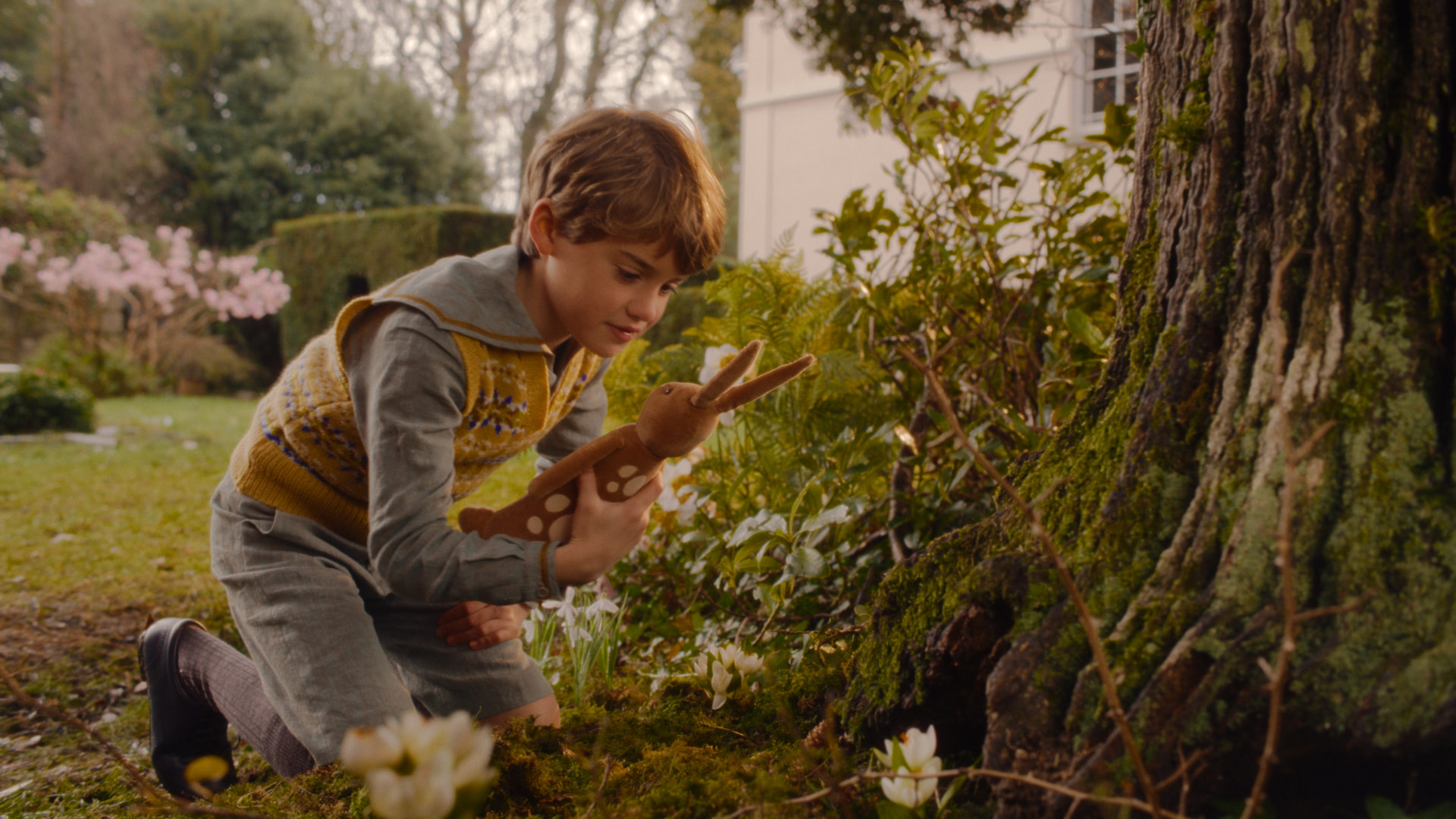 William (voiced by Phoenix Laroche) and Velveteen Rabbit (voiced by Alex Lawther) in "The Velveteen Rabbit," premiering November 22, 2023 on Apple TV+.