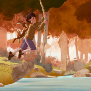 Velveteen Rabbit (voiced by Alex Lawther) and William (Phoenix Laroche) in “The Velveteen Rabbit” premiering November 22 on Apple TV+.