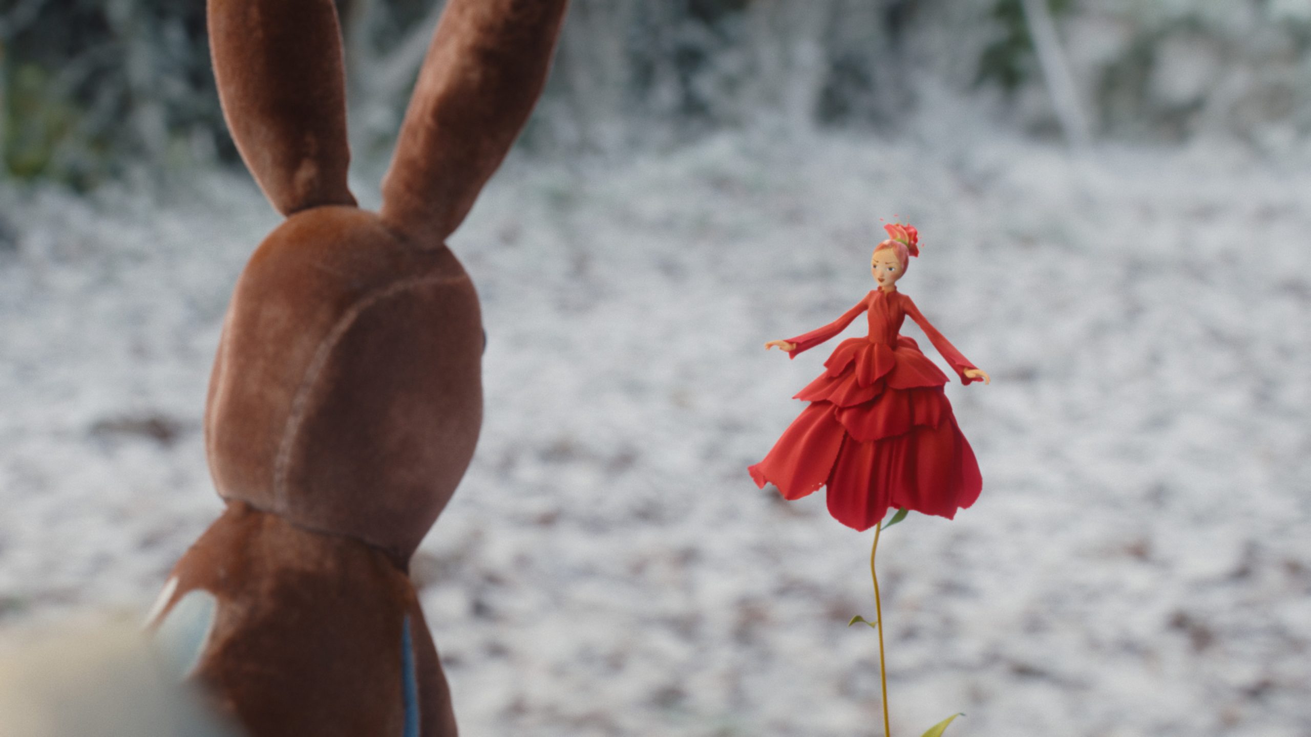 Velveteen Rabbit (voiced by Alex Lawther) and Playroom Fairy (voiced by Nicola Coughlan) in "The Velveteen Rabbit," premiering November 22, 2023 on Apple TV+.