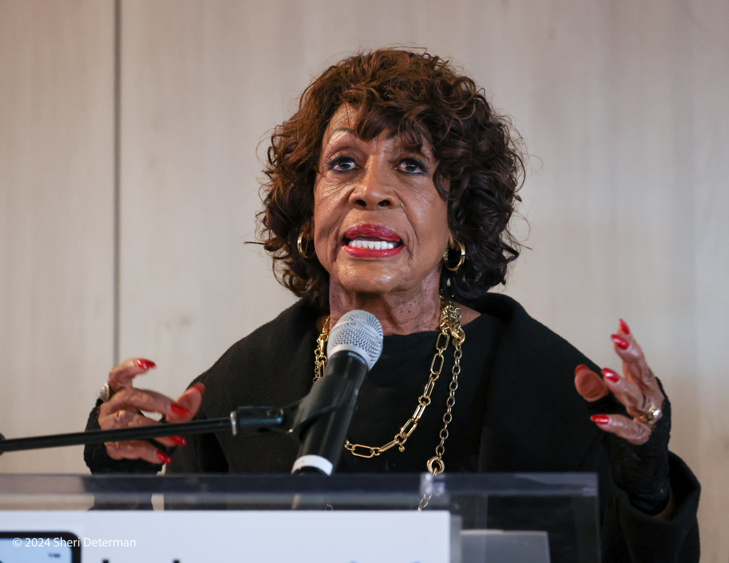 Los Angeles, California, USA. 15th January, 2024.  Maxine Waters attending the 39th Annual MLK Kingdom Day Parade - VIP Breakfast, at the BMO Stadium at the Founders Club Room in Los Angeles, California on January 15, 2024. Credit: Sheri Determan