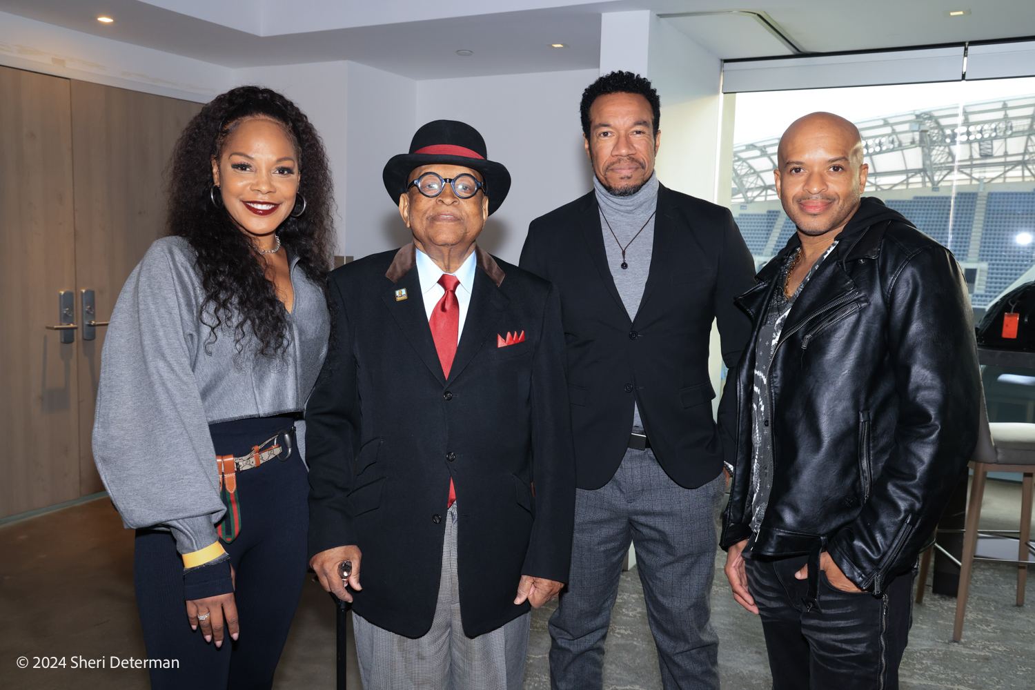 Los Angeles, California, USA. 15th January, 2024.L to R Dr.Bobbi Peterson, Dr.Adrian Dove,Rico Anderson, Roycel Cooks(Zupa Nova)  attending the 39th Annual MLK Kingdom Day Parade - VIP Breakfast, at the BMO Stadium at the Founders Club Room in Los Angeles, California on January 15, 2024. Credit: Sheri Determan