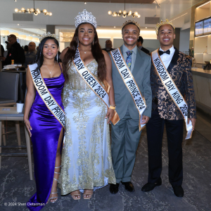 Los Angeles, California, USA. 15th January, 2024. Kingdom Day Court attending the 39th Annual MLK Kingdom Day Parade - VIP Breakfast, at the BMO Stadium at the Founders Club Room in Los Angeles, California on January 15, 2024. Credit: Sheri Determan