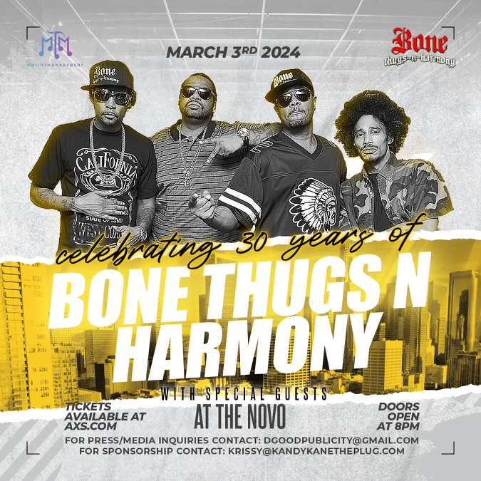 Celebrating 30 Years of Bones Thugs-N-Harmony With Special Guests at The Novo March 3rd