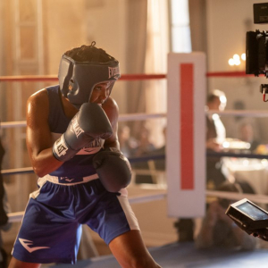 Actor Ryan Destiny on the set of director Rachel Morrison's THE FIRE INSIDE. An Amazon MGM Studios film. Photo Credit: Sabrina Lantos © 2024 Amazon Content Services LLC. All Rights Reserved.