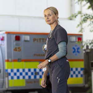 Dr.King(Taylor Dearden)the medics take Nick away Robby tries to talk to Collins. (Warrick Page/MAX)