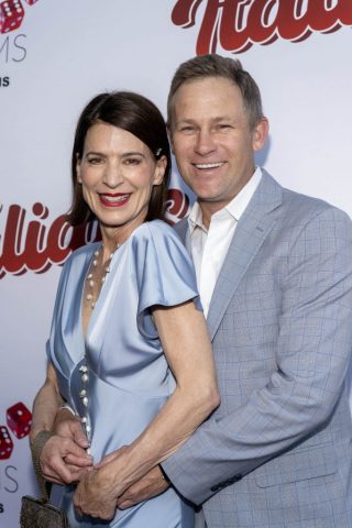 Actress Perrey Reeves with husband attends Los Angeles Premiere of 'The Italians' at Harmony Gold Theatre, Los Angeles, CA, April  10th, 2025/Photo Eugene Powers