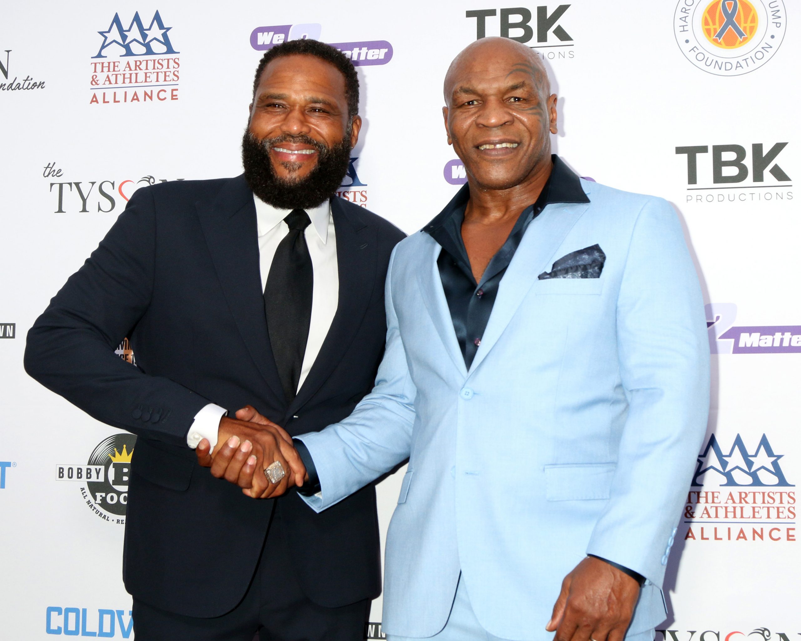 LOS ANGELES - AUG 13: Anthony Anderson, Mike Tyson at WE2Matter Gala at 11301 W. Olympic Blvd on August 13, 2025 in Los Angeles, CA