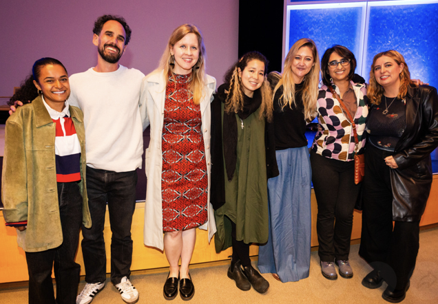 The Actual Films production team gather to celebrate the debut of their film at PBS SoCal’s ART & SCIENCE COLLIDE premiere at The Getty Center on October 14, 2025.