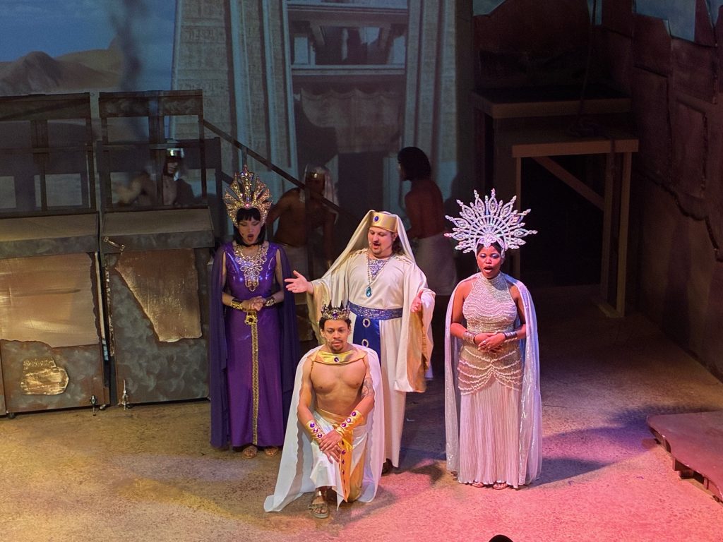 (l to r) Danielle Johnson(Queen Tuya), Christopher J Thume( Ramses),Tal Toker(Hotep) Naledi Miga (Nerfertari) - Photo by Steve Moyer
